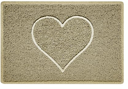 Nicoman Cœur Paillasson Lavable en Relief Vinyle Boucles d'entrée Tapis Lavable de Bienvenue -(Utiliser à l'intérieur et à l'extérieur),Petit (60x40cm), Beige