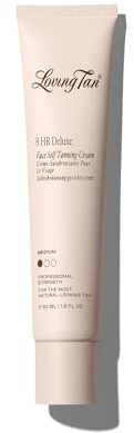 Loving Tan Deluxe Face Self Tanner, Medium - Streak Free, Natural, Professional Quality Sunless Tanning - 10+ Face Self Tanner Applications per Bottle, Cruelty Free, Naturally Derived DHA - 1.6 Fl Oz