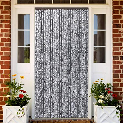 Festnight Chenille-Flauschvorhang Türvorhang Insektenschutzvorhang Wohnwagen Insektenschutz Sichtschutz Vorhang Tür Fliegengitter Streifenvorhang - Braun und Beige 90x220 cm