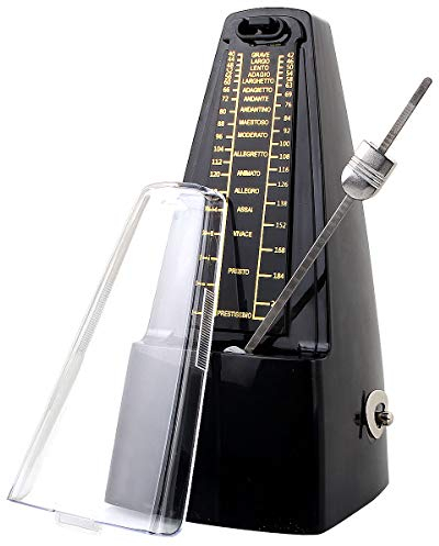 Starvast Metronom, mechanisch, professionell, mechanisch, Universal, hohe Präzision für Piano, Akku, Violine, Gitarre – mit Klingel, ideal für Musikliebhaber, Anfänger – Schwarz