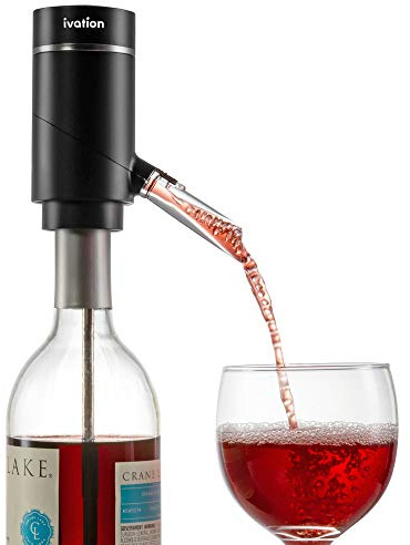 Ivation Electric Wine Aerator and Dispenser | Rechargeable Automatic Wine Pourer with Touch Button Control, Precision Spout, On/Off Aeration, Extension Tube and Micro USB Cable | Just Press to Pour!