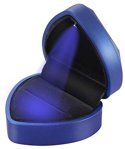 FAVOMOTO LED Beleuchtete Ring Box Schmuckschatulle Ring Box mit LED-Licht,Ringschachtel Schmuck Display Geschenkbox für Ring Halskette Anhänger Hochzeit Anniversay Hochzeit Valentines Day Blau