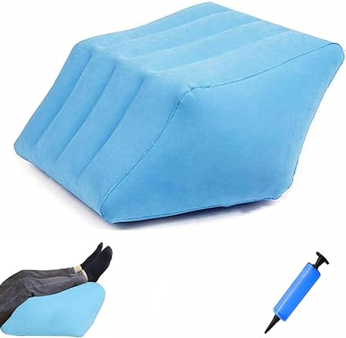 Queen.Y Leg Elevation Pillow,Inflatable Leg Rest Foldable Inflatable Leg Pillow Wedge Cushion Knee Support Pillow for Puncture-resistant Reduce Swelling Improve Circulation Ideal Sleeping