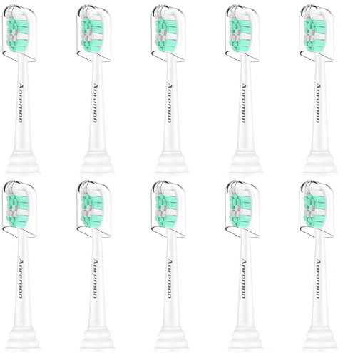 Aoremon Toothbrush Replacement Heads for Philips Sonicare - 10 Count Standard Toothbrush Heads Compatible with Phillips Sonicare Click-on Electric Toothbrush Handle, Medium Firm Dupont Bristles