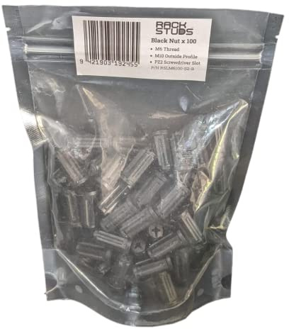 Rackstud M6 Nut 100-pack - Replacement for Traditional Cage Nuts, Fits All Series II Including New Duo, Glass Reinforced Nylon for Durability & Secure Hold, Easy Server Rack Installation, Black
