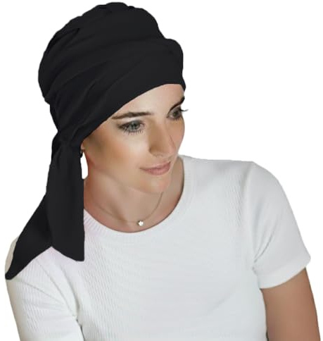 CAREBELL Smooth – Turban-Kappe aus Bambus für Chemotherapie oder Alopezie, Schwarz , One size
