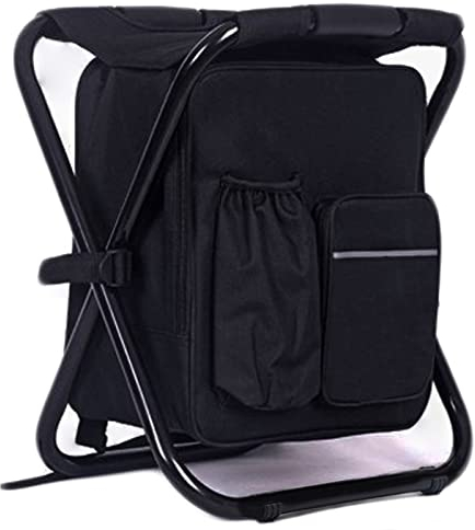 HANERDUN tragbarer Rucksackstuhl Faltbarer Angelstuhl Sitzrucksack Klapp Campingstuhl Hocker Rucksack mit Stoffkühltasche, geeignet für Outdoor-Wanderungen, Strandangeln, Camping