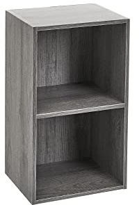 LOLAhome Estantería Cubo de Madera para Despacho, Librería, Dormitorio o Despensa (Gris, 2 estantes (54 cm))