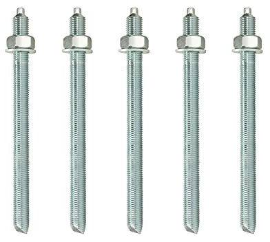 Isolbau Lot de 5 barres d'ancrage M16 x 220 mm - Homologation ETA - Ancrage composite galvanisé avec écrou et rondelle - Ancrage pour charges lourdes