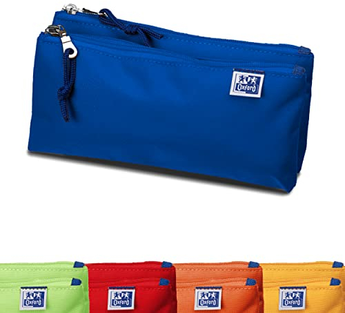 Oxford Federmäppchen für Mädchen und Jungen, Doppel-Fach, 2 Taschen, langlebig, blau