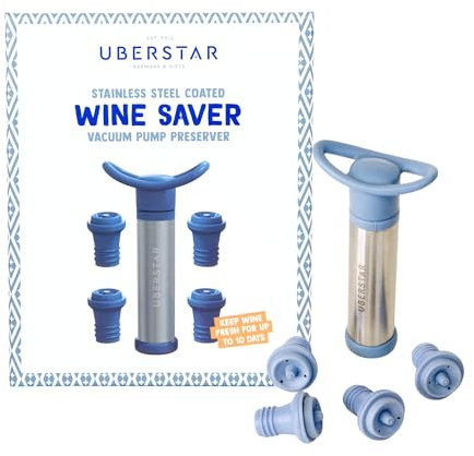UBERSTAR Vacuum Wine Pump Preserver and 4X Stoppers