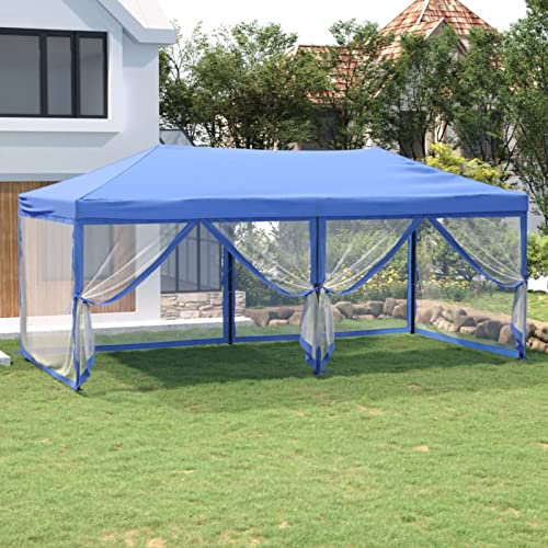 Homgoday Faltbares Partyzelt Blau 572x292x244cm - Oxford-Gewebe, Insektenabwehr, Familienfeiern & Camping Model93549