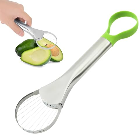 LATRAT Edelstahl Avocadoschneider Avocado Slicer Cutter Einfach zu Säubern Edelstah, gut gemachter Edelstahl Avocado-Schneider und Entkerner Werkzeug