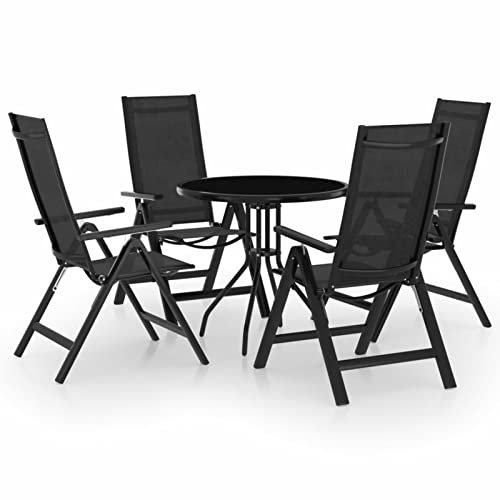 ZEYUAN 5-TLG. Bistro-Set, Bistrotisch Mit 2 Stühlen, Gartenset Tisch Und Stühle, Balkontisch Klein, Bistroset, Schwarz und Anthrazit