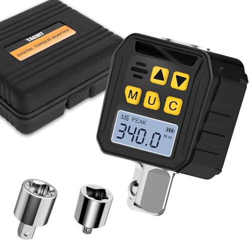 TAGVIT Clé Dynamométrique Numériques 1/2, 17-340Nm Adaptateur de Couple Numérique, 1/4 3/8 Adaptateurs Haute Précision avec Stockage de Données, LED et Alerte Sonore pour Auto Moto…