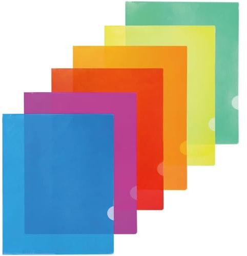 ATB-Foger 24 Stück A4 Farben transparente Kunststoff-Hüllen Hüllen Datei Papier Cover 6 Farben Ordner Blatt Schutz für Büro Schule Arbeit Bericht Präsentation Projekt Dokumente Datei