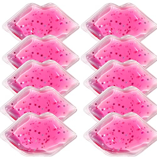Lips Ice Pack, Lip Shape Gel Ice Pack, Gel Ice Pack for Lip Filler After Care, Reusable Ice Pack Lip Shaped Pads, Pain Relief and Eye Relax, Anti-Aging Lip (4 * 2 Inch, 10)