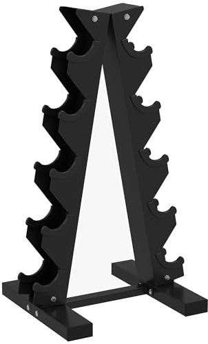 SPORTNOW Hantelständer, Hantelablage für 10 Kurzhanteln, Kurzhantelablage mit 5 Ebenen, Hantelbaum mit Stahlgestell, Kurzhantelständer bis 100 kg Belastbar Squat Rack Kurzhantelständer