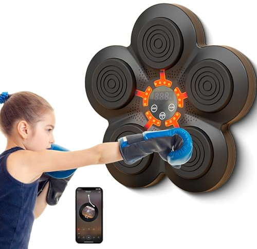 Fulluky Musik Boxen Maschine, Musik elektronische Boxen Wall Target Boxing Machine, mit 6 Lichtern und Bluetooth Sensor, Boxen Training Geräte mit Boxhandschuhen (B- ohne Handschuhe)