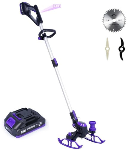 YardEz Désherbeur sans fil – Coupe-bordures léger 3 en 1 de 2,4 kg pour petites cours, autonomie de 60 minutes et charge rapide (batterie 2,5 Ah et chargeur inclus)
