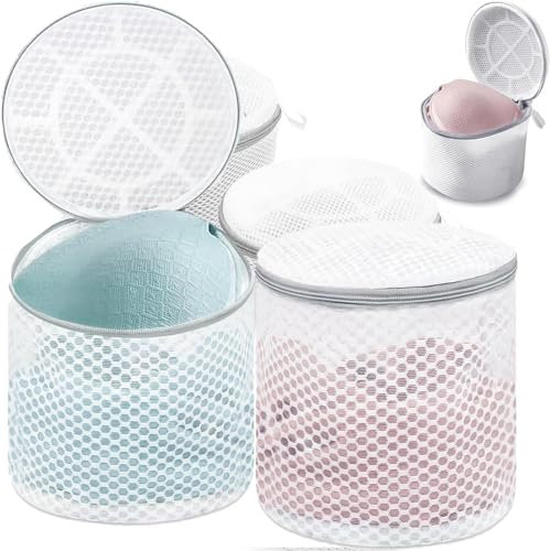 4 Stück BH Wäschenetz für Waschmaschine, 16x16 cm Wäschesack für Waschmaschine, Wäschebeutel Netz mit Reißverschluss für BHS Schuhen Unterwäsche Feinwäsche Wäschesäckchen