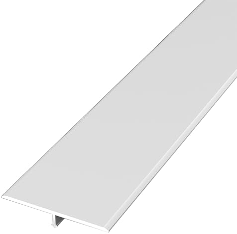übergangsprofil T Zierleistenschwellenstreifen 2 und 2 3/8 Breit, Flache Übergangsabdeckung für Vinyl-Bodenspalt, 8,8 Fuß Langer Randstreifen für Vinyl, Fliesen, Laminat(Color:White,Size:50mm(2))