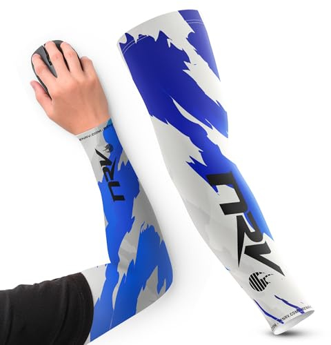 NRV Manchette de Compression Gaming Esport (Edition Camo) – Optimisez Votre Jeu d'eSport avec Style Camouflage – Conçu par des Professionnels – Durable, Respirant et Sans Friction (Blanc/Bleu, M)