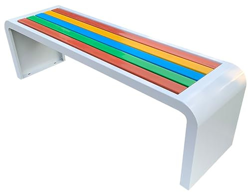 LMXRYPD Gartenbank, Gartenbank Wetterfest, Holzbank, Rückenfrei, aus Stabilem Verzinktem Rohr und Kunststoffholz, für Terrasse, Garten(White,100cm/39.3in)
