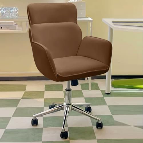YZWZZXC Schminktisch Stuhl mit Rückenlehne und Armlehnen, Drehbarer Schminktisch Hocker, Trennwanddesign, Platzsparend, Schminktischstuhl für Zuhause, Multifunktional(Brown)