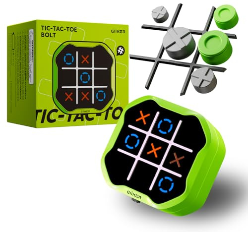 GiiKER Tic Tac Toe Bolt-Spiel, Original 3-in-1-Handheld-Puzzle-Spielkonsole, tragbare Reisespiele, Brettspiele für Kinder und Erwachsene, Geburtstagsgeschenke für Kinder ab 3 Jahren (Green)