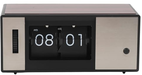 OPPWONG Retro Flip Clock - Vintage Mechanical Desk Clock, Battery Powered, Internal Gear Operated for Home Office Living Room Decor, 6.5x3.0in