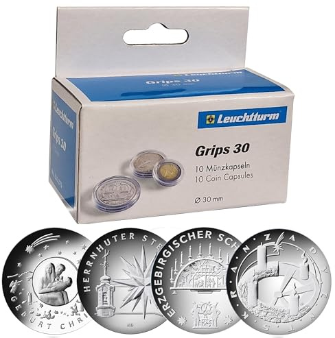 Münzkapseln für 25 Euro Münze 2024 Adventskranz - Serie Weihnachten Grips 30 von Leuchtturm 10er Pack