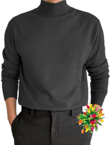 MAOAEAD Suéter básico de cachemira para hombre, cuello alto, cómodo, cuello alto falso, manga larga, para hombre (negro, 4XL)