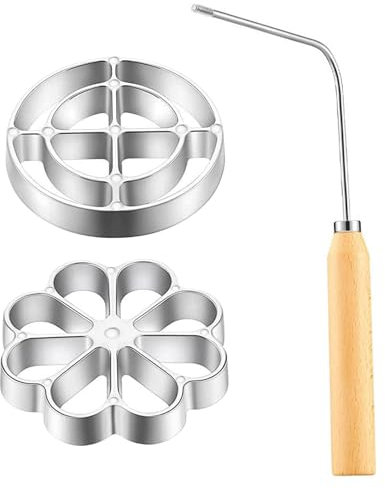 Churro Maker Set 3pcs Aluminiumlegierungs -Kekshersteller mit Griff, Nicht -Stick -Blütenblatt und runde Hohlform -Tonschneider -Set, Trichterkuchenhersteller für Küchen Backkochwerkzeug