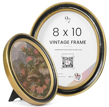 97 Decor Vintage Oval Picture Frame 8x10 - Black Gold Oval Frame 8x10, 8 By 10 Antique Wall Photo Frames Hanging, Vintage Frames 8x 10