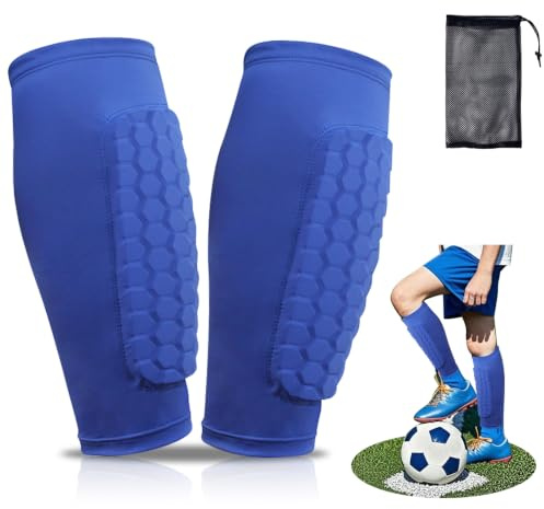 ZAHRVIA Protège Tibias Football Enfant Respirant & Antidérapant, Confortable et Léger Protection Tibiale pour Garçons et Filles 6-12 Ans, Protège Tibia Foot Enfant (Bleu, S)