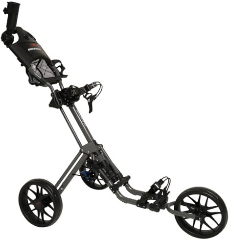 BENROSS Slider 2.0 3 Wheel Push Trolley - Lightweight Golf Cart with Adjustable Handle & Compact Fold Design - Easy-Manoeuvre Golf Trolley for Course Transport & Storage