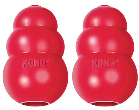 KONG Klassisches gefülltes Hundespielzeug – Apportier- und Kauspielzeug für Hunde – Leckerli-Füllungsfähigkeiten & fehlerhafte Sprungkraft für längere Spielzeit – strapazierfähiges