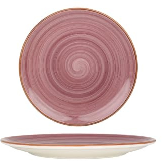 Bonna Assiette à dîner - Aura Blackberry - Porcelaine - 25 cm - lot de 6