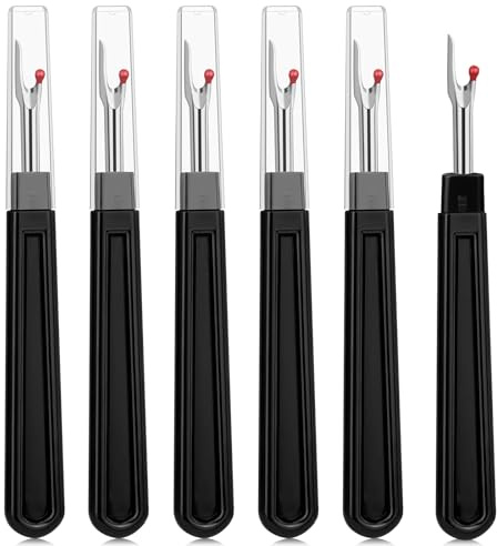 6 Stück Nahttrenner, Große Schwarze Nahttrenner mit Schutzkappe zum Entfernen von Stichen, Auftrenner für Nähte Profi Nahttrenner für Nähprojekte, Nähzubehör