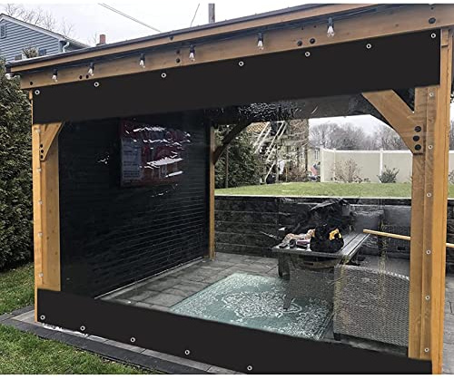 Strapazierfähige, wasserdichte PVC-Seitenteile für Pergolen, transparente Outdoor-Vorhänge mit Ösen, wetterbeständig für alle Jahreszeiten, Anthrazit, 3,5 x 2 m Größe
