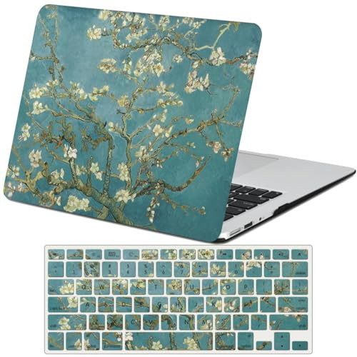 FFBOFFC Hülle Kompatibel für MacBook Pro 13 Zoll 2012 2011 2010 2009 2008 Alte Version Modell A1278 mit CD-ROM, Plastik Hartschale Schutzhülle Case & Tastaturabdeckung, Mandelblüten