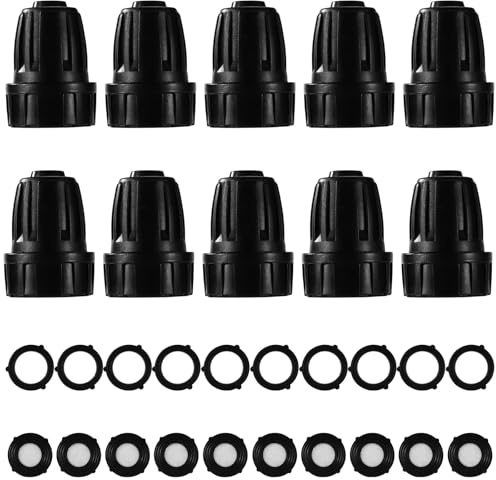 Goktvai 10uds 1/2 Tapas Riego por Goteo, Incluye 10 Arandelas Filtro y 10 Arandelas Goma para Tuberías Riego de 16mm (1/2 DI x 0,6-0,63 DE) Accesorios para Sistemas Jardín