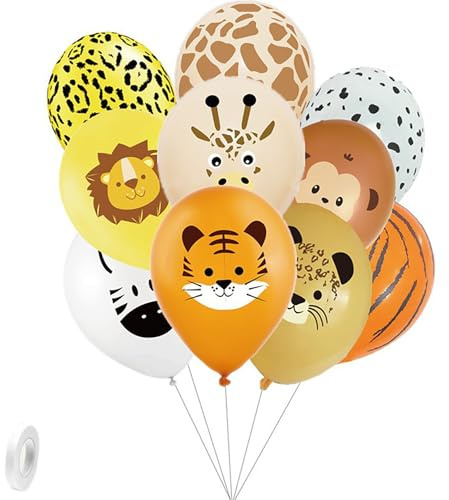 Gleemix Dschungel Deko Geburtstag Luftballons, 20 Stk Luftballon Tiere Zebra Tiger, Luftballons Tiere Safari Deko, Safari Zoo Helium Ballons, Für Kindergeburtstag Party Die Schule Der Magischen Tiere