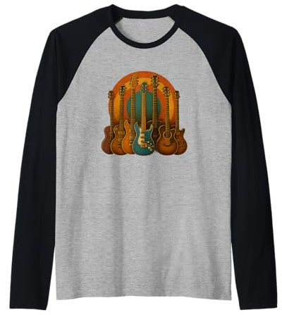 Vintage Gitarren Kaffee Retro Musiker T-Shirt Raglan
