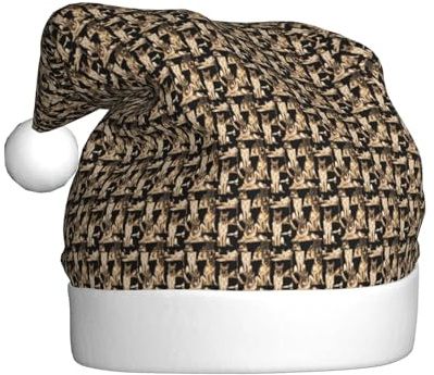 GUOLGP Gorro de Navidad con estampado de pastor alemán, gorro de Papá Noel, celebraciones, unisex, accesorio de disfraz de fiesta de Navidad