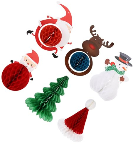 Toyvian 6 Pezzi Ornamenti Natalizi a Forma di Palla Nido D’Ape in Carta Colorata Ciondoli Decorativi da Appendere per Albero di Natale Decorazioni Festive per Casa Colore Casuale