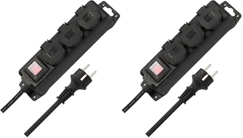 Brennenstuhl Steckdosenverteiler IP44 3-Fach (Outdoor Steckdosenleiste mit Schalter, 2m Kabel, selbstschließende Deckel, Mehrfachsteckdose für außen für den robusten und ständigen Einsatz im Freien)
