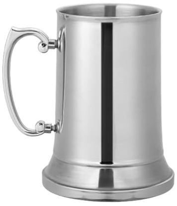 Teron 550 ml ölmugg, dubbelväggig kaffemugg med handtag i rostfritt stål, tekopp, juice, kall dryck, mugg med dubbla väggar, ölsejdel för restauranger, barer hotell