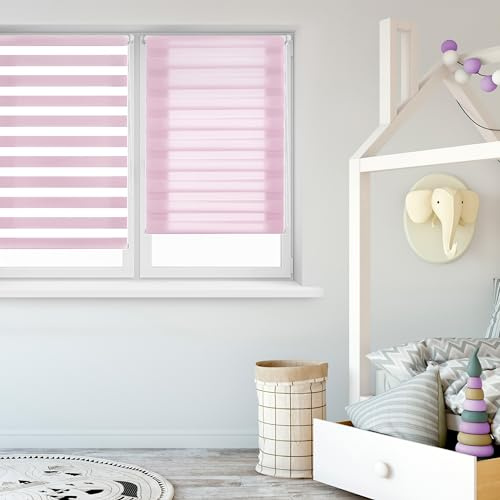 Blindecor Indus Sensa attrezzi | Tenda a rullo a doppio strato senza perforazione | Colore Rosa 37 x 180 cm (Larghezza x Altezza) | Dimensioni del tessuto 34 x 175 cm